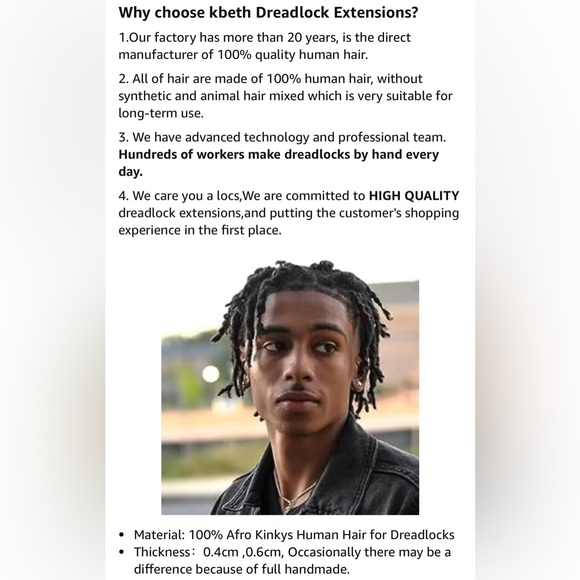 HUMAN HAIR Dreadlock Extensions for Men/Women Full Head 0.8cm 12 Inch 80 Strands - Picture 7 of 11